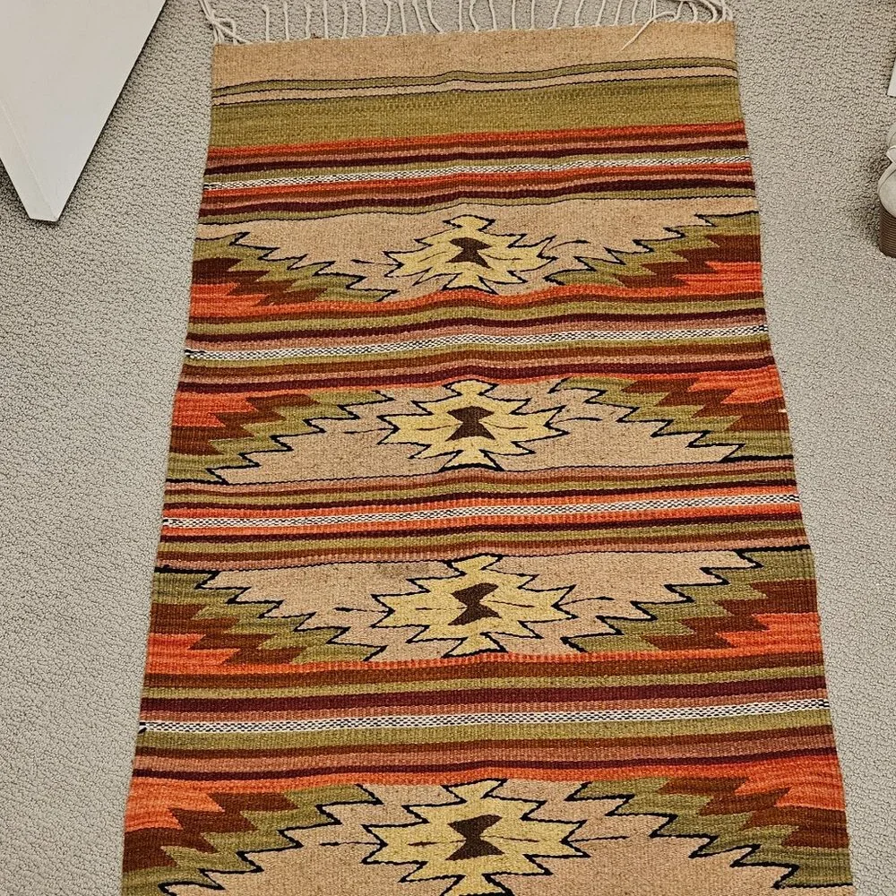 Handwoven Zapotec Wool Accent / Runner Rug 28